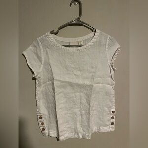 Cynthia Rowley 100% Linen Top with Button Accents